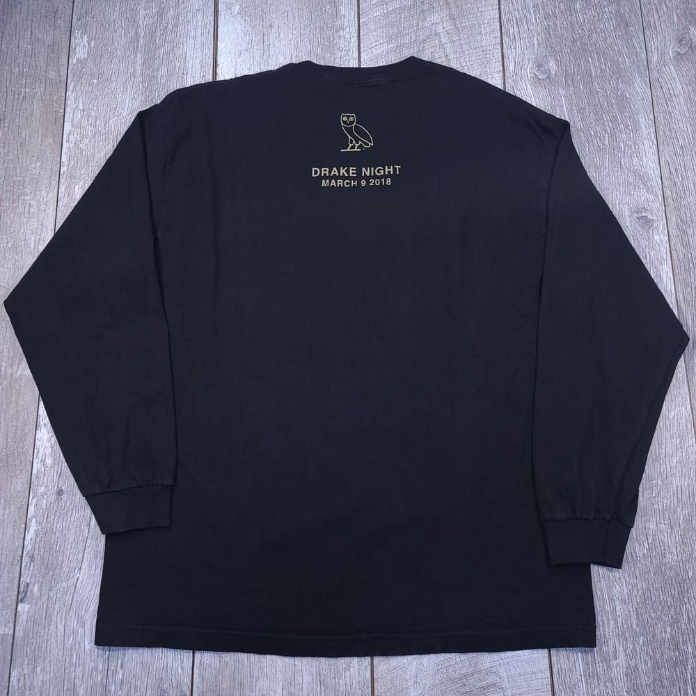 OVO Long Sleeve Shirt Mens XL Black Toronto Sports Drake Night 2018 Graphic Tee - Picture 2 of 7